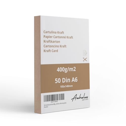 50 Blatt Kraftkarton 400gr/m2 Din A6 (0,7mm Dicke) - Naturkarton 10.5x14,8cm - Blätter aus Kraftpapier zum Basteln - Hochwertiger Qualität Kraft papier 50 Blatt Kraftkarton 400gr/m2 Din A6 (0,7mm Dicke) - Naturkarton 10.5x14,8cm - Blätter aus Kraftpapier zum Basteln - Hochwertiger Qualität Kraft papier von ANHELUS PAPER & DECO