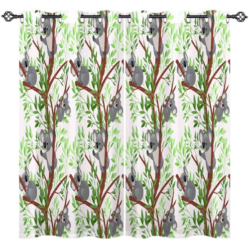ANHOPE Cartoon Tier Koala Bär Blatt Blickdichte Gardinen mit Ösen Kinder Jungen Mädchen Thermo Vorhänge Wohnzimmer Schlafzimmer Verdunklungsvorhänge 2er Set H 138 x B 107 cm ANHOPE Cartoon Tier Koala Bär Blatt Blickdichte Gardinen mit Ösen Kinder Jungen Mädchen Thermo Vorhänge Wohnzimmer Schlafzimmer Verdunklungsvorhänge 2er Set H 138 x B 107 cm von ANHOPE