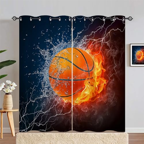ANHOPE Sport Thema Flamme Basketball Vorhänge mit Ösen Kinder Jungen Mädchen Gardinen Blickdichte Thermo Vorhang Blackout Curtain Schlafzimmer Wohnzimmer Verdunklungsvorhänge 2er Set H 229 x B 168 cm ANHOPE Sport Thema Flamme Basketball Vorhänge mit Ösen Kinder Jungen Mädchen Gardinen Blickdichte Thermo Vorhang Blackout Curtain Schlafzimmer Wohnzimmer Verdunklungsvorhänge 2er Set H 229 x B 168 cm von ANHOPE