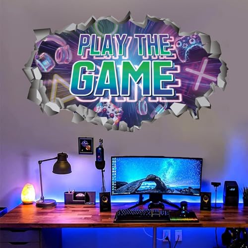 ANHUIB Gamer Wandtattoo,Wandaufkleber 3D Gaming,Game Wandtattoo Jugendzimmer Junge,Wandsticker Kinderzimmer Jungen,Bunt Gaming Aufkleber Jungen Schlafzimmer Spielzimmer Deko,Gamer Zimmer Dekoration von ANHUIB