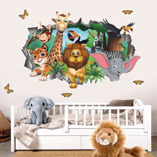 ANHUIB Wandtattoo 3D Dschungel Tiere,3D Tier Wandaufkleber,Wandsticker Elefant Tiger Lion Giraffe Zebra,Wandaufkleber Babyzimmer Deko,Wandtattoo Tiere Kinderzimmer Jungen MädchenSchlafzimmer Wanddeko ANHUIB Wandtattoo 3D Dschungel Tiere,3D Tier Wandaufkleber,Wandsticker Elefant Tiger Lion Giraffe Zebra,Wandaufkleber Babyzimmer Deko,Wandtattoo Tiere Kinderzimmer Jungen MädchenSchlafzimmer Wanddeko von ANHUIB