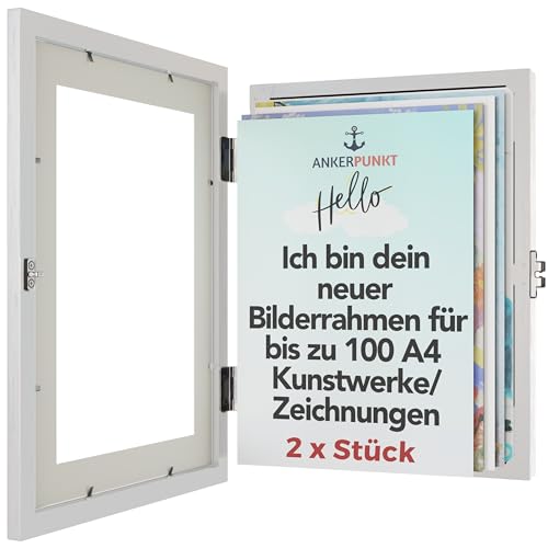 ANKERPUNKT Bilderrahmen Kinderzeichnungen A4 weiß für bis zu 100 gemalte Bilder Zeichnungen - Kinder Kunstrahmen Frontöffnung Wechselrahmen aus Holz - Geschenke für Mama, Papa, Oma, Opa 2er Set ANKERPUNKT Bilderrahmen Kinderzeichnungen A4 weiß für bis zu 100 gemalte Bilder Zeichnungen - Kinder Kunstrahmen Frontöffnung Wechselrahmen aus Holz - Geschenke für Mama, Papa, Oma, Opa 2er Set von ANKERPUNKT