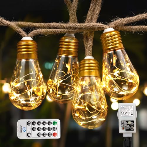 ANKOUJA LED Lichterkette Außen 8M, IP44 Wasserfest, Fernbedienung, 16 Glühbirnen, 8 Modi, 4 Dimmstufen, Timer, 2700K Warmweiß für Garten, Terrasse, Party ANKOUJA LED Lichterkette Außen 8M, IP44 Wasserfest, Fernbedienung, 16 Glühbirnen, 8 Modi, 4 Dimmstufen, Timer, 2700K Warmweiß für Garten, Terrasse, Party von ANKOUJA