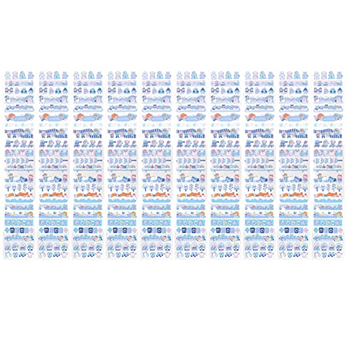 10 Blatt Long Strip Pet Tape Sharing Aufkleber Netter Cartoon kleine Dekorationsaufkleber für Kalender (Winterlied) von ANKROYU