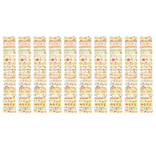 10 Blatt Long Strip Pet Tape Sharing Aufkleber Netter Cartoon kleine Dekorationsaufkleber für Kalender (Zitronengelb) von ANKROYU