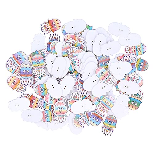 100pcs DIY -Knöpfe Jellyfischmuster farbiger Holz Kleidung Dekoration Zubehör Näh Cartoon Knöpfe Kleidungs für gestrickte Pullover Rucksäcke Schuhe Hemden Hemden 100pcs DIY -Knöpfe Jellyfischmuster farbiger Holz Kleidung Dekoration Zubehör Näh Cartoon Knöpfe Kleidungs für gestrickte Pullover Rucksäcke Schuhe Hemden Hemden von ANKROYU