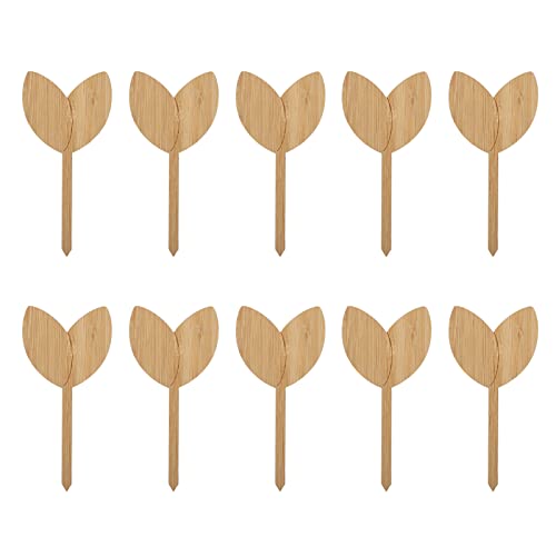 10pcs Bambuspflanzetiketten Gartenmarkierungen Wetterfestes Schreiben glänzender Dekorationsschilder für Kräuter Gemüse Blumengarten organisieren (Blattform) von ANKROYU