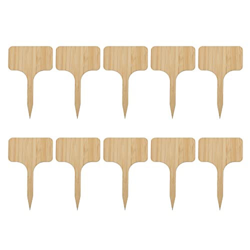 10pcs Bambuspflanzetiketten Gartenmarkierungen Wetterfestes Schreiben glänzender Dekorationsschilder für Kräuter Gemüse Blumengarten organisieren (T-förmig) von ANKROYU