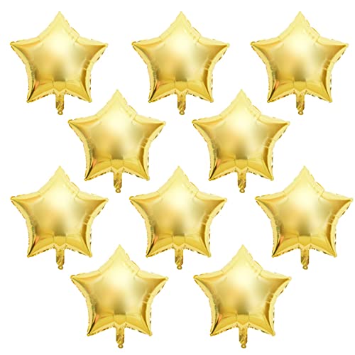 ANKROYU 10 Stück 25,4 Cm Heliumballon, Hochwertige Aluminiumfolie, Fünf Sterne, Aluminiumfolienballons, Goldener Stern-Folienballon, Dekorationsballon Für Party, Hochzeit, Geburtstag(Goldfarbe)) von ANKROYU