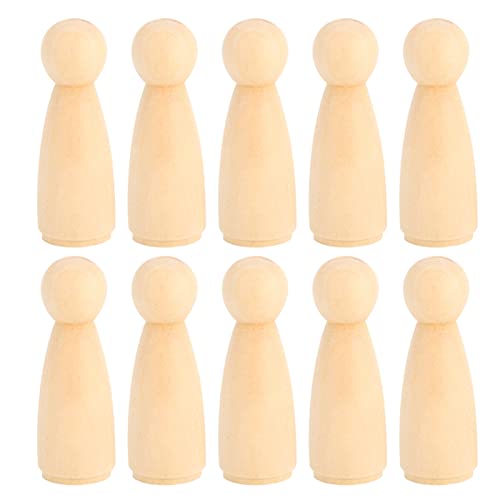 ANKROYU 10 Stück unvollendete Holzpflockpuppen, 75 mm unvollendete Pflockmenschenpuppe, Holzfiguren weiblich männlich, schlichte Holzfiguren zum Bemalen von Figurenhandwerk von ANKROYU
