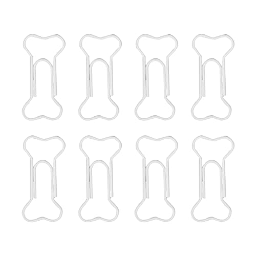 ANKROYU 30 Stück Büroklammern Knochen form, spezielle Form Papier klammern, Kunststoff überzogene Draht Mehrzweck-Papierklammern für Notebook-Sammelalbum-Lesezeichen (White) von ANKROYU