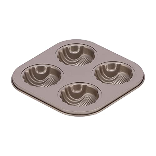 ANKROYU 4Cavity Quadrate Backpfanne Mini Nicht -Schicht -Kohlenstoffstahl -Cupcake -Form für die Mikrowelle (4 Deep Shell Backschale) von ANKROYU