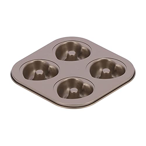 ANKROYU 4Cavity Quadrate Backpfanne Mini Nicht -Schicht -Kohlenstoffstahl -Cupcake -Form für die Mikrowelle (4 herzförmige Donut-Backschale) von ANKROYU