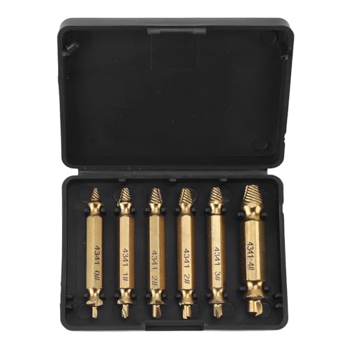 ANKROYU 6 PCS HSS beschädigte Schraubenextraktionssatz, 2 bis 12 mm Bereich Doppelkopfentferner für abgestreifte verrostete Schrauben, Reparaturen der Mechanik, Mechanik (Originalfarbe) (Tiplattiert) von ANKROYU