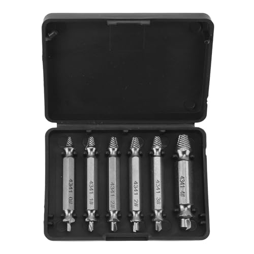 ANKROYU 6 PCS HSS beschädigte Schraubenextraktionssatz, 2 bis 12 mm Bereich Doppelkopfentferner für abgestreifte verrostete Schrauben, Reparaturen der Mechanik, Mechanik (Originalfarbe) von ANKROYU