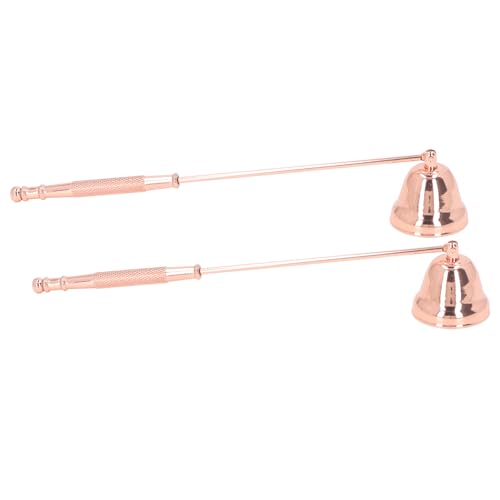 ANKROYU Candle Snuffer Bell Form Metal Docht Löschwerkzeug Langes Griff Safer Flammenabdeckung für Home Restaurant Hotel Cafe Eisen 20 cm 2pcs (Silber) (Schwarz) (Roségold) von ANKROYU