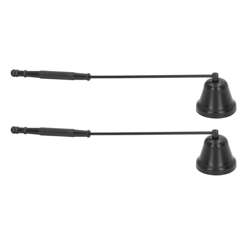 ANKROYU Candle Snuffer Bell Form Metal Docht Löschwerkzeug Langes Griff Safer Flammenabdeckung für Home Restaurant Hotel Cafe Eisen 20 cm 2pcs (Silber) (Schwarz) von ANKROYU