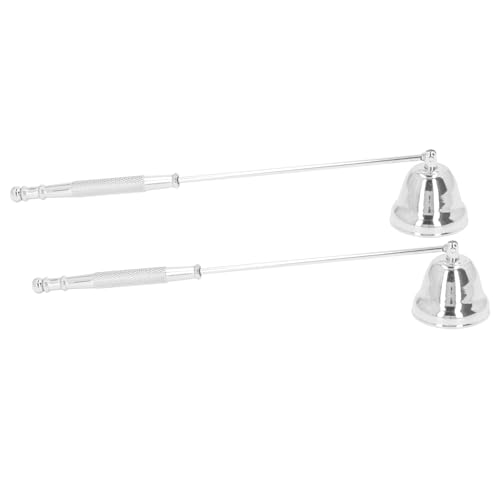 ANKROYU Candle Snuffer Bell Form Metal Docht Löschwerkzeug Langes Griff Safer Flammenabdeckung für Home Restaurant Hotel Cafe Eisen 20 cm 2pcs (Silber) von ANKROYU