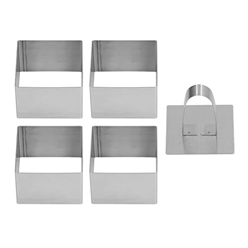 ANKROYU Crumpet-Ringe, Muffin-Törtchen-Ring-Form-Set, Edelstahl, nahtlos, hochtemperaturbeständig, Backwerkzeuge für Kuchen, Desserts, Burger, 4 Stück (Quadrat) von ANKROYU