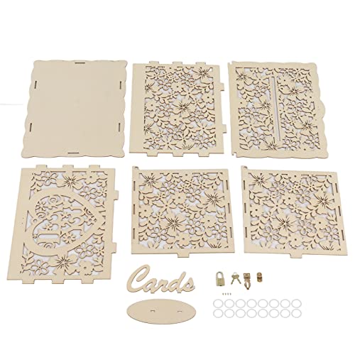 ANKROYU DIY Hollow Holzkartenbox handgefertigtes Holz Hochzeitsgeldhalter Rezeption Dekoration Schaltbares Montage -Kit für Hochzeiten Partys Babypartys (JM01192 groß) von ANKROYU