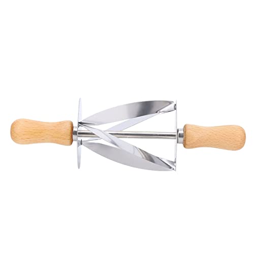 ANKROYU Edelstahl Croissant Cutter Professional Pastry Roller Backwerkzeug für hausgemachtes Croissants Teigbrot 20 cm Lebensmittelqualität Gummiholzgriff von ANKROYU