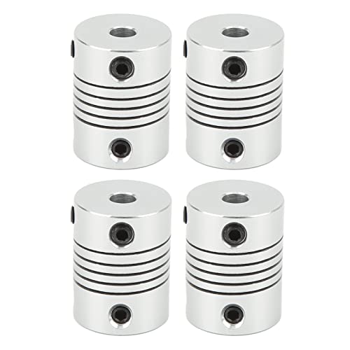 ANKROYU Flexible Wellenkupplung, 5 mm, Motorkupplung aus Aluminiumlegierung, hochpräziser Anschluss für 40 mm Wasserschieber-Modifikation, 4 Stück, silber, langlebig von ANKROYU