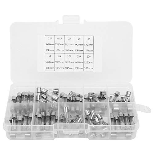 ANKROYU Glas verschiedene Kit 100pcs Industrielle Vorräte Schnellblasglasröhre 5x20 mm 0,2 bis 20a für Schalter Sicherheitsausrüstung und Netzteile von ANKROYU