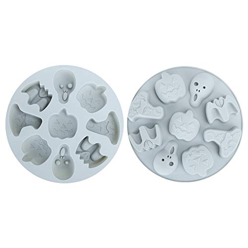 ANKROYU Halloween Silicon Cake Chocolate Schokolade Fondant Schimmel DIY -Werkzeug rosa grau 2pcs 8.1x0.8in -40-230 ℃ (Rosa) (Grau) von ANKROYU