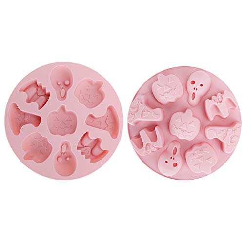 ANKROYU Halloween Silicon Cake Chocolate Schokolade Fondant Schimmel DIY -Werkzeug rosa grau 2pcs 8.1x0.8in -40-230 ℃ (Rosa) von ANKROYU