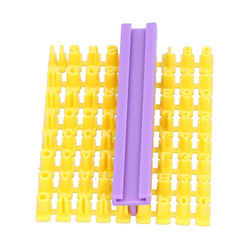 ANKROYU Kekse Schimmelbuchstaben Zahlen Stempel Stempel Kekse Schimmel DIY Backwerkzeuge für Kuchen Zuckerpaste Marzipan Bastel Tone Plastik gelb lila 12.4x8x1cm von ANKROYU