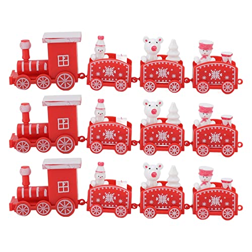 ANKROYU Kleine Zug Weihnachtsation Mini Zugation Set exquisite Urlaub ative Requisiten für Weihnachten Neujahr Hochzeits Geburtstagsfeier rotes Grün weiße Plastik 3 Sets 20cm (Rot) von ANKROYU