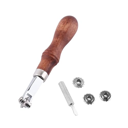 ANKROYU Leather Spacer Embossing Tool Set Professional Leathercraft Stitching Design Kit with 4 Interchangeable Wheels Wood Handle for Leather Working DIY Crafting 14cm 5.51 Inch ANKROYU Leather Spacer Embossing Tool Set Professional Leathercraft Stitching Design Kit with 4 Interchangeable Wheels Wood Handle for Leather Working DIY Crafting 14cm 5.51 Inch von ANKROYU