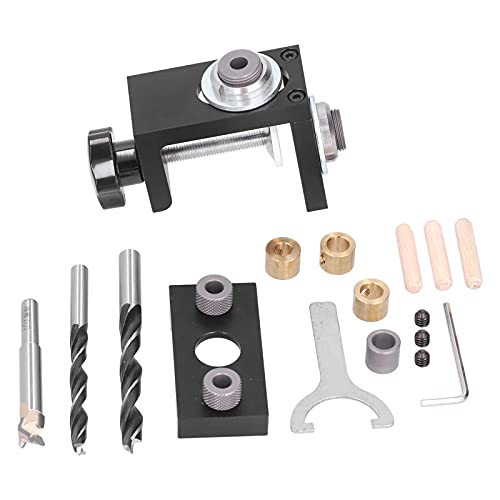 ANKROYU Lochbohranleitung Jig, 3 in 1 einstellbare Aluminiumlegierung Holzbearbeitung Locator Set mit 8/10 /15 -mm -Bohrbits für Doweling von ANKROYU