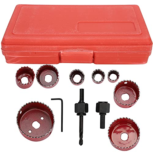 ANKROYU Lochsäge Schneidet 11pcs Hochgeschwindigkeit Stahl Langlebige professionelle Loch Open Bohrbit Kit für Tischlereiholz PVC Gips Boardbohrwerkzeuge Schwarz Rot rot (Verrotten) von ANKROYU