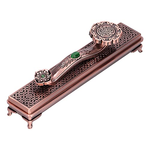 ANKROYU Metal -Weihrauchhalter Ruyi Stil Antiquen Weihrauchbrenner für Meditation Yoga Relaxation Home Office Premium -Qualität Metall -Weihrauch -Stickhalter mit Aschefänger (Rote Bronze) von ANKROYU
