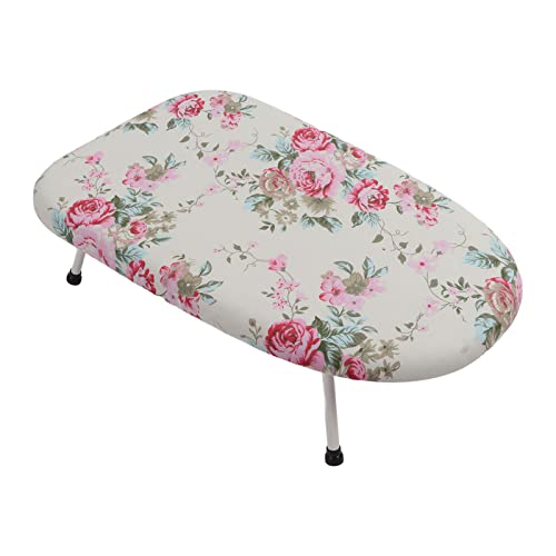 ANKROYU Mini-Bügelbrett, faltbar, platzsparend, tragbar, Tisch-Bügelbrett aus Stoff für Schlafzimmer, Waschküche, Schlafsaal (Blumenmuster 1) von ANKROYU