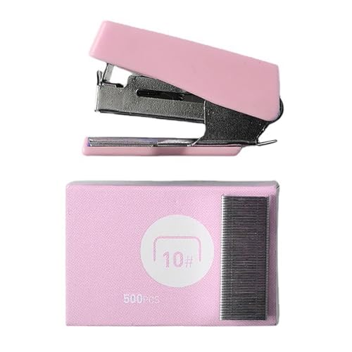 ANKROYU Mini Hefter Set tragbarer kreativer Büro -Desktop -Hefter mit Heftklammern Metall Kunststoff für Schulbüro Workstation dauerhaft (Rosa) von ANKROYU