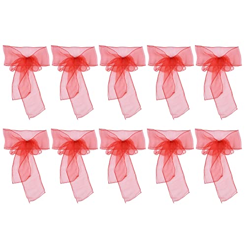 ANKROYU Organza Bankettstuhl Sash hochwertige elegante Hochzeitsfeier -ationsstuhl Bows Schärpe für Hochzeiten Bankette 270 cm 17 cm 10pcs (Rot) von ANKROYU