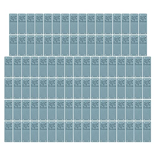 ANKROYU PU Leder Etikett handgefertigte DIY -Nähzubehör 100pcs Weiche Vogelfarbe 4 Löcher Tags für Brieftaschen Tuch Handwerk Superfasermaterial 2x5 cm (Blau) von ANKROYU