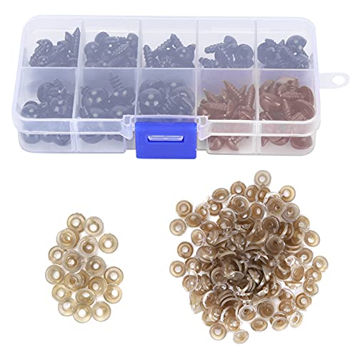 ANKROYU Plastikaugen Nasen mit Unterlegscheiben für DIY -Puppen Teddybären gefüllte Tiere Spielzeughandwerkszubehör Black Augenmodell 6mm 8mm 9mm 10 mm 12mm Nasengröße 7x9mm 10x11m (B) von ANKROYU