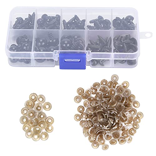 ANKROYU Plastikaugen Nasen mit Unterlegscheiben für DIY -Puppen Teddybären gefüllte Tiere Spielzeughandwerkszubehör Black Augenmodell 6mm 8mm 9mm 10 mm 12mm Nasengröße 7x9mm 10x11m (C) von ANKROYU