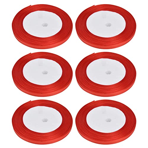 ANKROYU Premium Hochzeit verpackungsband 6pcs 25 Yards extra breit 6 mm weiches seidige DIY -Handwerksband für Weihnachts Geburtstagsfeier Dekoration bögen Packing rotes Stoffband von ANKROYU