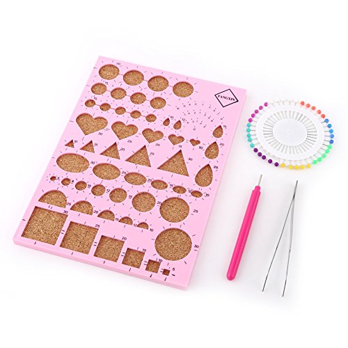 ANKROYU Professionelles Papierquilling Kit mit Vorlagenscheibe geschlitzter Stift Pinzette 40 Perlennadeln DIY -Handwerkstools für Scrapbooking -Kartenherstellung Fotoalbum Dekorat (Blau) (Rosa) von ANKROYU