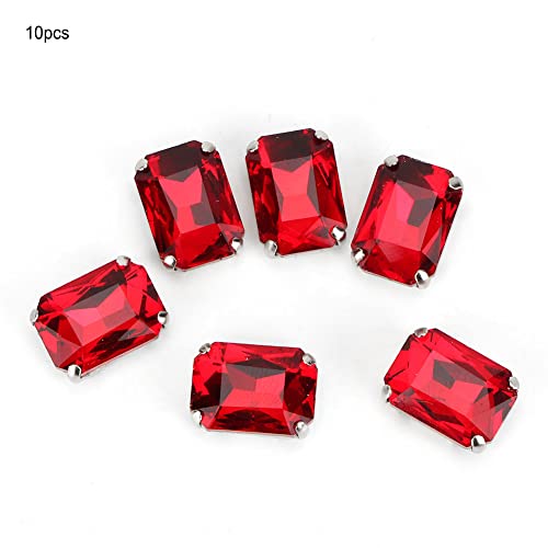 ANKROYU Rechteck nähen Strasssteine Glaskristallkrallen DIY -Kleidung Accessoires 10pcs Hochwertiges haltbarer Kleid für Hochzeitskleid Brautjungfern Dekoration Taschen Rot Blau we (Rot) von ANKROYU