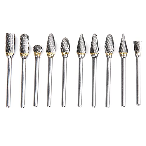 ANKROYU Router Bit Set 10pcs High Precision Engraving Cutter with Double Slots for Woodworking Metal Engraving Tungsten Steel Carbide Rotation File (Single-Texture Transparent Box) von ANKROYU