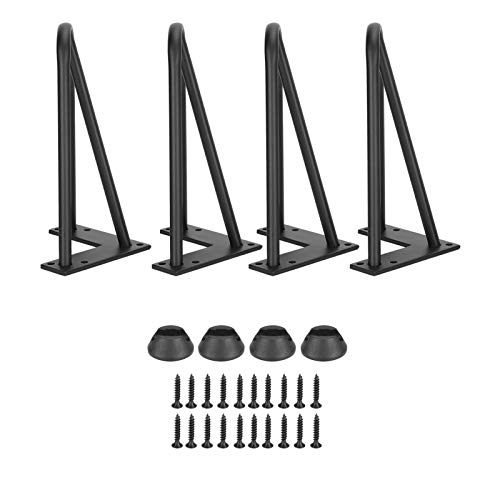 ANKROYU Schmiedeeisen -Haarnadel -Tisch -Beine Set aus 4 industriellen Möbelbeinen mit Gummifüßen Füße für DIY -Kaffeetische Schreibtische Bänke Black Metallstützen für Home Office (20 cm) von ANKROYU