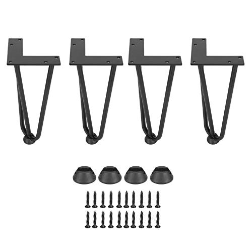 ANKROYU Schmiedeeisen -Haarnadel -Tisch -Beine Set aus 4 industriellen Möbelbeinen mit Gummifüßen Füße für DIY -Kaffeetische Schreibtische Bänke Black Metallstützen für Home Office (24,5 cm) von ANKROYU