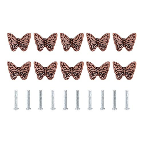 ANKROYU Schubladengriffe, Schrankgriffe, Möbelgriffe, modernes Seestern-Schmetterlings-Design, Zinklegierung, Einlochgriffe für Kleiderschrank, Kommode, Küchenschränke, 10er-Pack, (Roter Bronze von ANKROYU