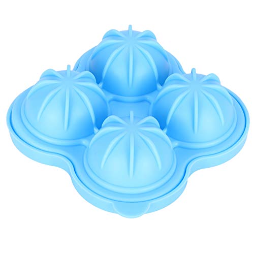 ANKROYU Silikon Ice Ball Form Eiswürfel Tablett 4 Loch wiederverwendbares BPA Spülmaschine Safe für Cocktails Whisky Kaffee Home Bar Küche Blau 12x12x5cm (Neuer Himmelblau) von ANKROYU