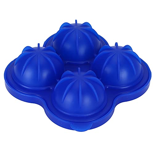 ANKROYU Silikon Ice Ball Form Eiswürfel Tablett 4 Loch wiederverwendbares BPA Spülmaschine Safe für Cocktails Whisky Kaffee Home Bar Küche Blau 12x12x5cm (Neues dunkelblau) von ANKROYU